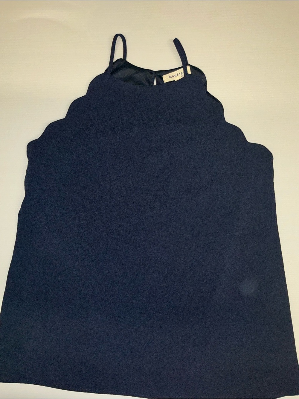 Monteau Navy Scallop Edge Halter Camisole